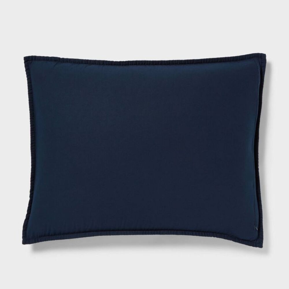 Standard 250TC Washed Cotton Sateen Quilt Pillow Sham - Dark Navy - Picture 3 of 3